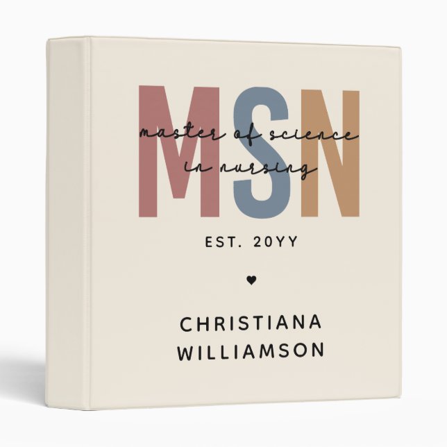 Custom MSN Master of Science in Nursing Graduation Binder (Front/Spine)