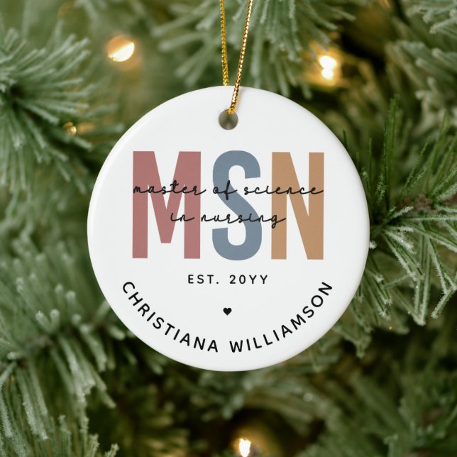 Custom MSN Master of Science in Nursing Graduation Ceramic Ornament (Tree)