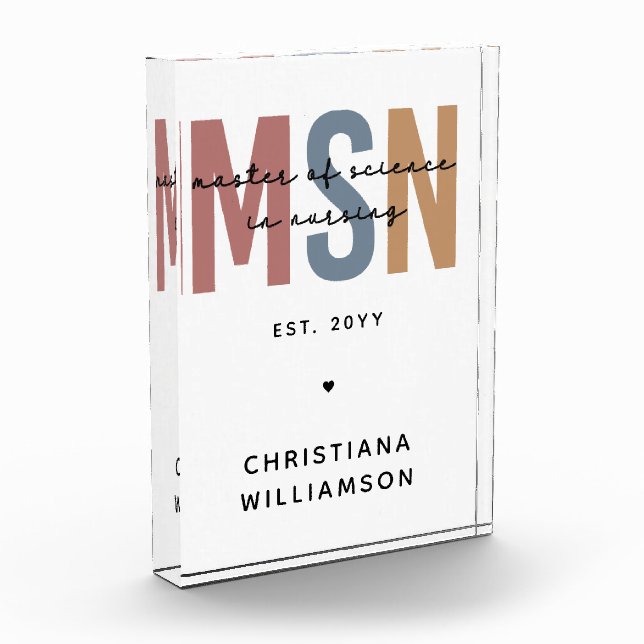 Custom MSN Master of Science in Nursing Graduation Photo Block (Left)