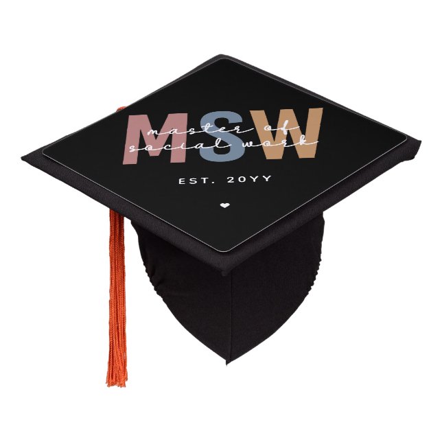 Custom MSW Master of Social Work Graduation Cap Topper (Angled)