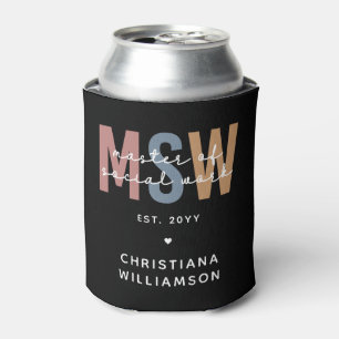 Custom MSW Master of Social Work Retro Graduation Can Cooler