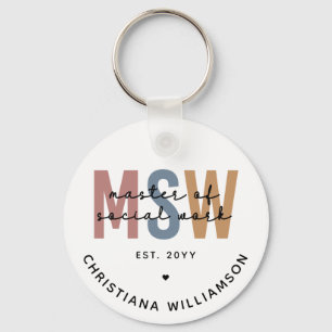 Custom MSW Master of Social Work Retro Graduation Keychain