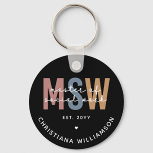 Custom MSW Master of Social Work Retro Graduation Keychain