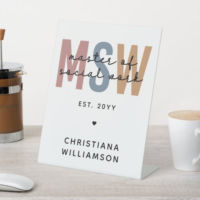 Custom MSW Master of Social Work Retro Graduation Pedestal Sign (In SItu)