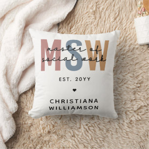 Custom MSW Master of Social Work Retro Graduation Throw Pillow