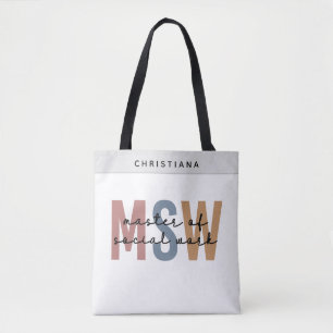 Custom MSW Master of Social Work Retro Graduation Tote Bag