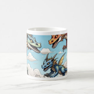 Custom mug with drawing of dragons