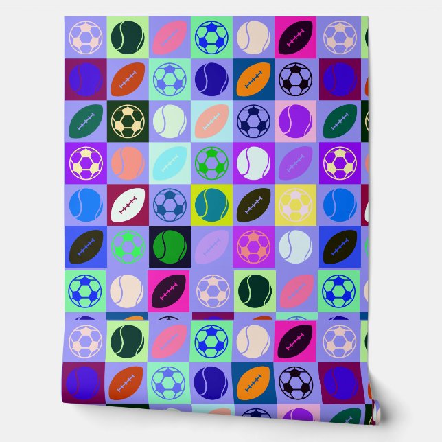 Custom Multi-Ball Prince Pattern for Boys Wallpaper (Unrolling)