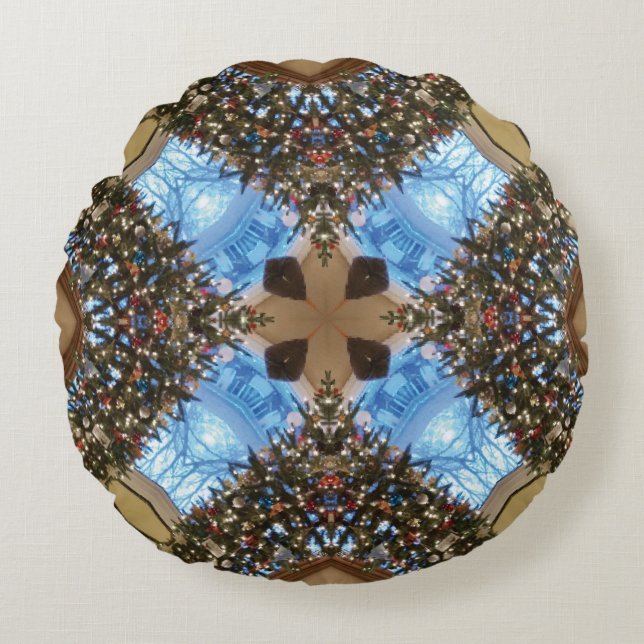 Custom Multi Colours Designed Round Pillow (Front)