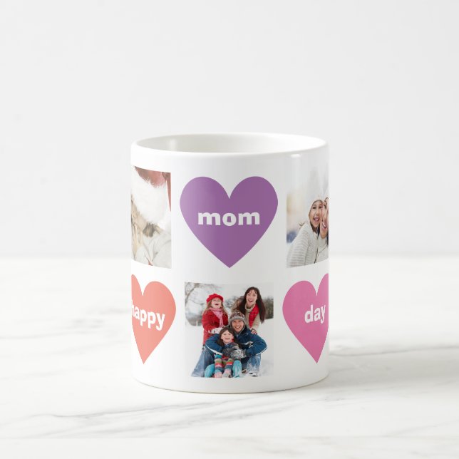 Custom Multi Photo Colour Happy Mom Day Coffee Mug (Center)