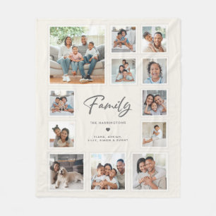Custom Multi Photo Family Collage Keepsake Gallery Fleece Blanket
