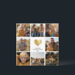 Custom Multi Photo Family Keepsake Gold Heart<br><div class="desc">Modern,  simple elegant photo collage in a grid layout with a gold heart and custom message from your family.</div>