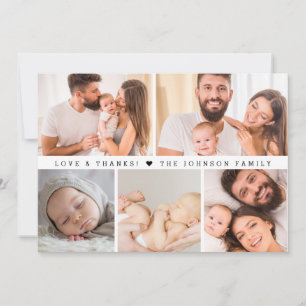 Custom MULTI-Photo Love & Thanks Baby Shower Thank You Card