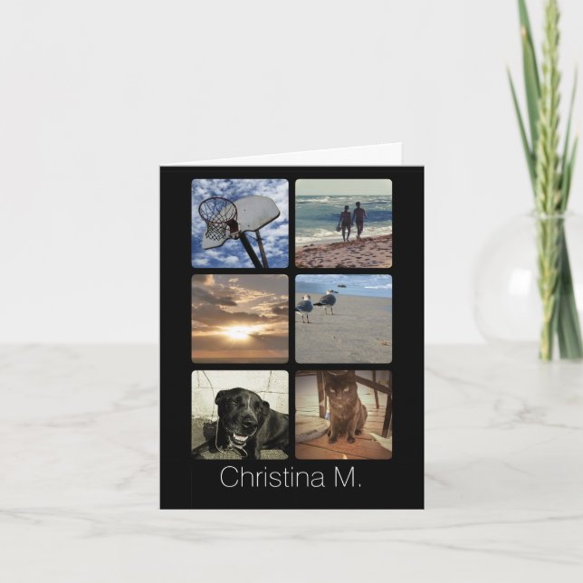 Custom Multi Photo Mosaic Picture Collage Card (Front)