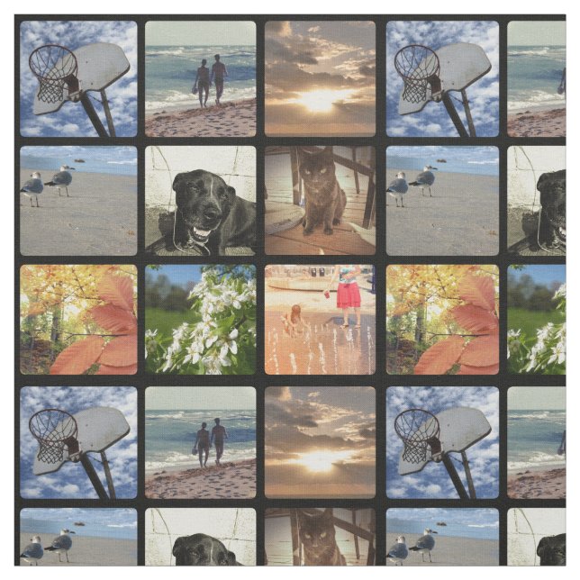 Custom Multi Photo Mosaic Picture Collage Fabric (Swatch)