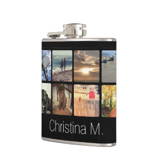 Custom Multi Photo Mosaic Picture Collage Hip Flask
