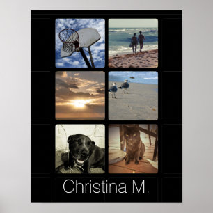 Custom Multi Photo Mosaic Picture Collage Poster