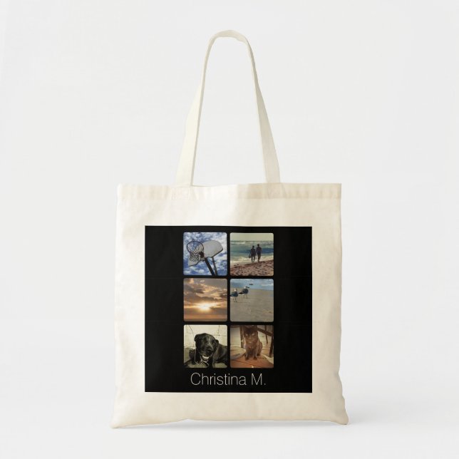 Custom Multi Photo Mosaic Picture Collage Tote Bag (Front)