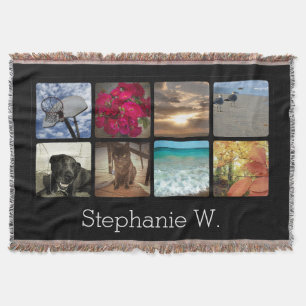 Custom Multi Photo Name Mosaic Picture Collage Throw Blanket