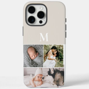 Custom Multi photo Neutral Beige Monogram iPhone 16 Pro Max Case
