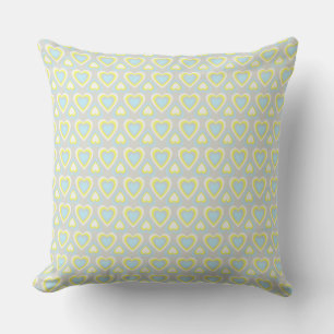 Custom Multicolor Pastel Hearts Throw Pillow