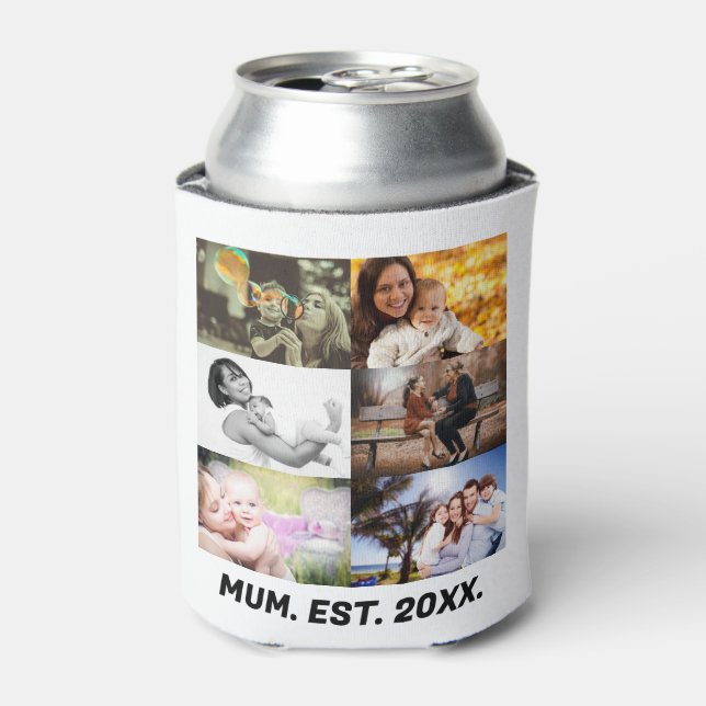 Custom Mum EST 20XX 6 photo collage  Can Cooler (Can Front)