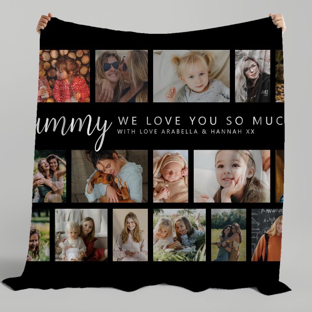 Custom Mummy 18 Photo Collage Fleece Blanket (Creator Uploaded)