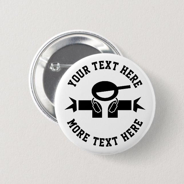 Custom music DJ hire button for deejay disc jockey (Front & Back)