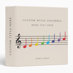Custom Music Ensemble Children Rainbow Music Notes Binder