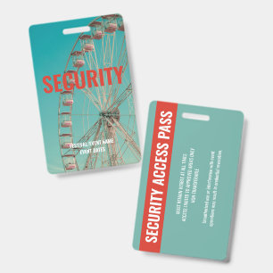 Custom Music Festival Concert Event Security Red Badge
