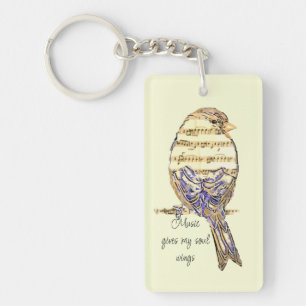 Custom Music gives my soul wings Sparrow Bird Keychain
