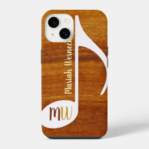 custom music note on wood  iPhone 14 case