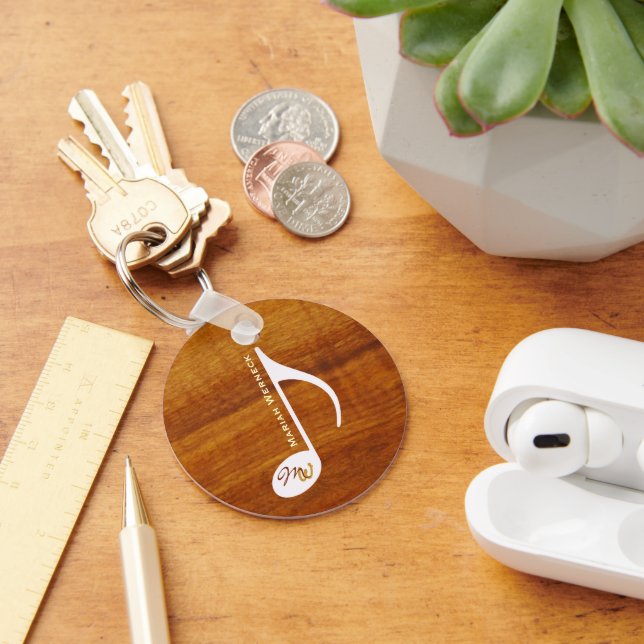 Custom Music note on wood Keychain (Desk)