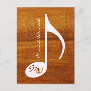custom music note on wood postcard