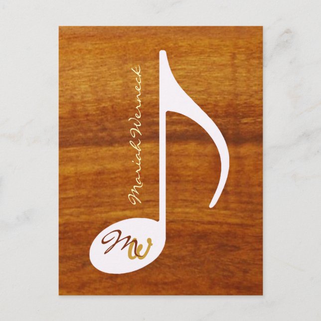 custom music note on wood postcard (Front)