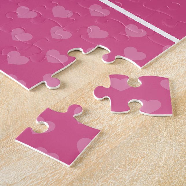 Custom Music Notes and Hearts Pattern Pink White Jigsaw Puzzle (Side)