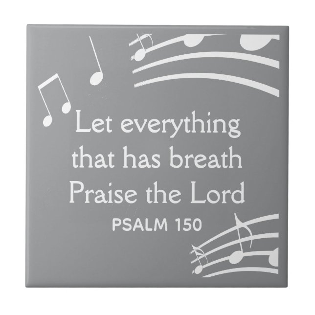 Custom MUSIC NOTES Modern Grey Christian Tile (Front)