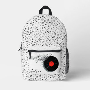 Custom Music Notes with Record Printed Backpack