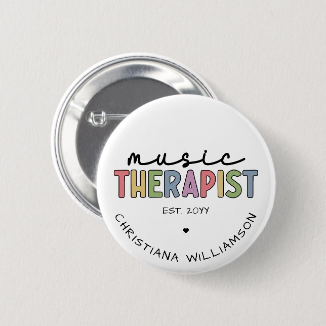 Custom Music Therapist Music Therapy Graduation 2 Inch Round Button (Front & Back)
