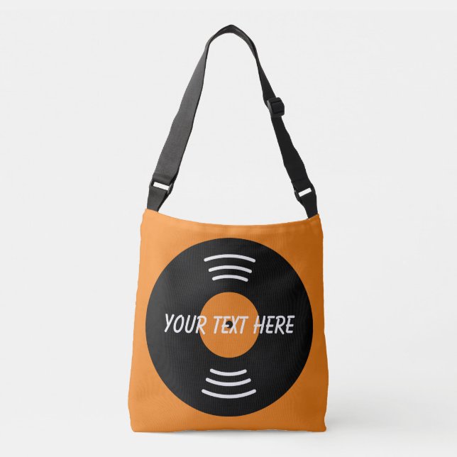 Custom music vinyl record cross body bag for DJ's (Front)