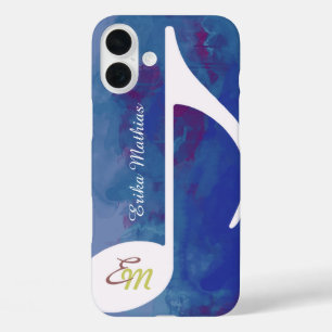 custom musical note bluish iPhone 16 plus case