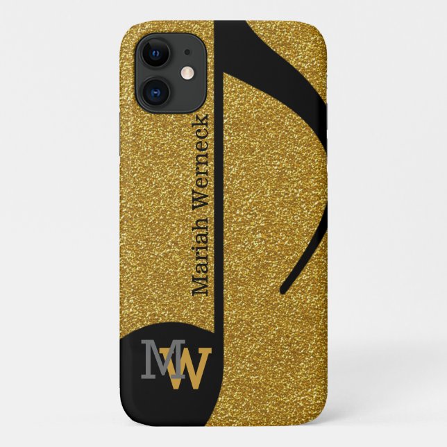 Custom Musical Note faux golden Case-Mate iPhone Case (Back)