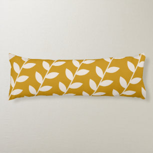 Custom Mustard Retro Leaf Pattern Body Pillow