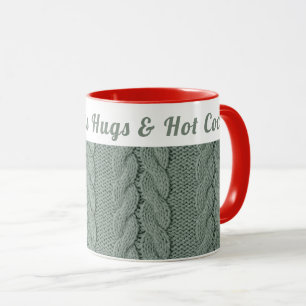 Custom Muted Green Cozy Winter   Hugs & Hot Cocoa  Mug