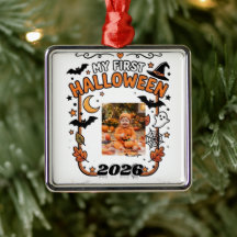 Custom My First Halloween 2026 Baby Photo Name T-S