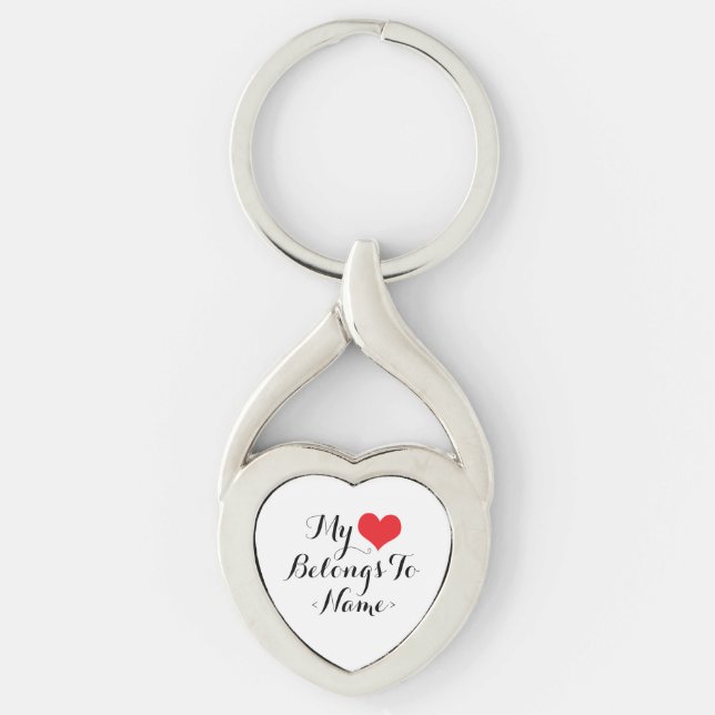 Custom My Heart Belongs To <Name> Keychain (Front)