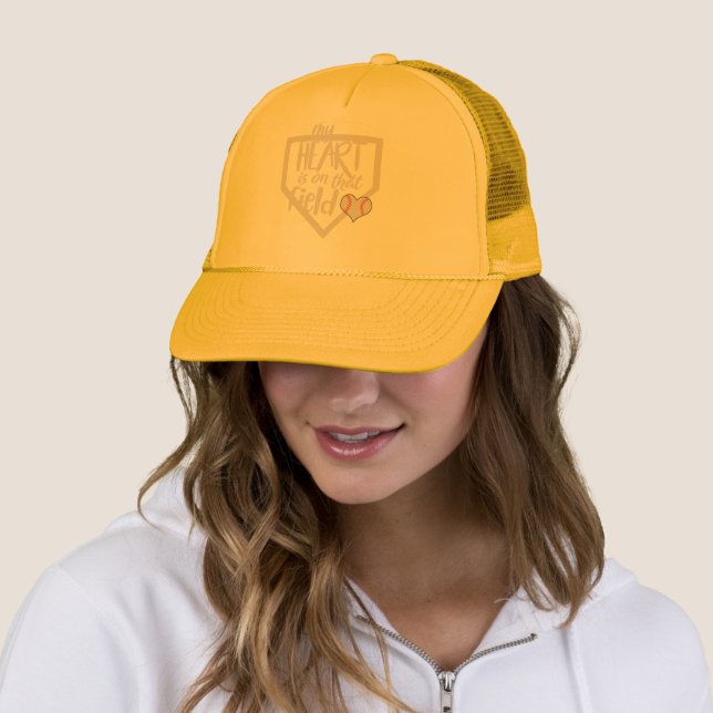 Custom MY HEART IS ON THAT FIELD Baseball Mom Cap (In Situ)