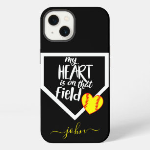 Custom MY HEART IS ON THAT FIELD Mom Softball 12 iPhone 13 Case