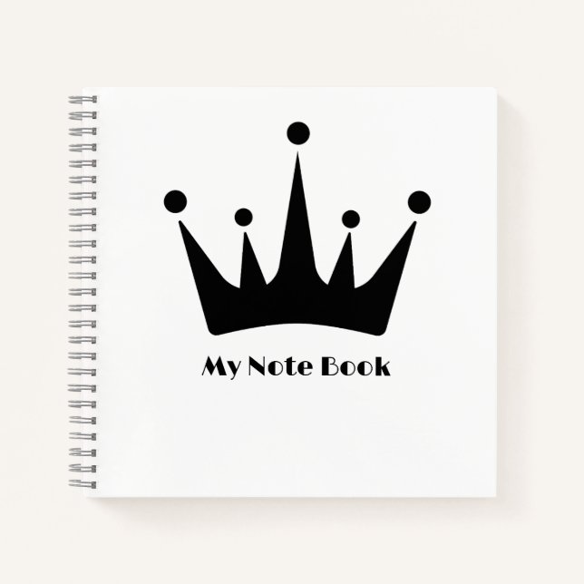 Custom My Note book Text Black Colour Crown Image  (Front)