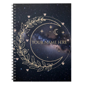 Custom Mystical Moon and Starry Sky  Notebook